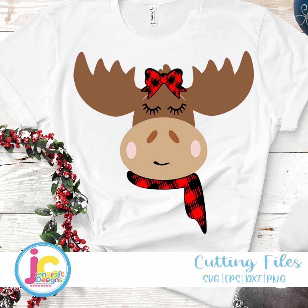 Moose svg | Girl Moose Face SVG EPS DXF PNG JenCraft Designs