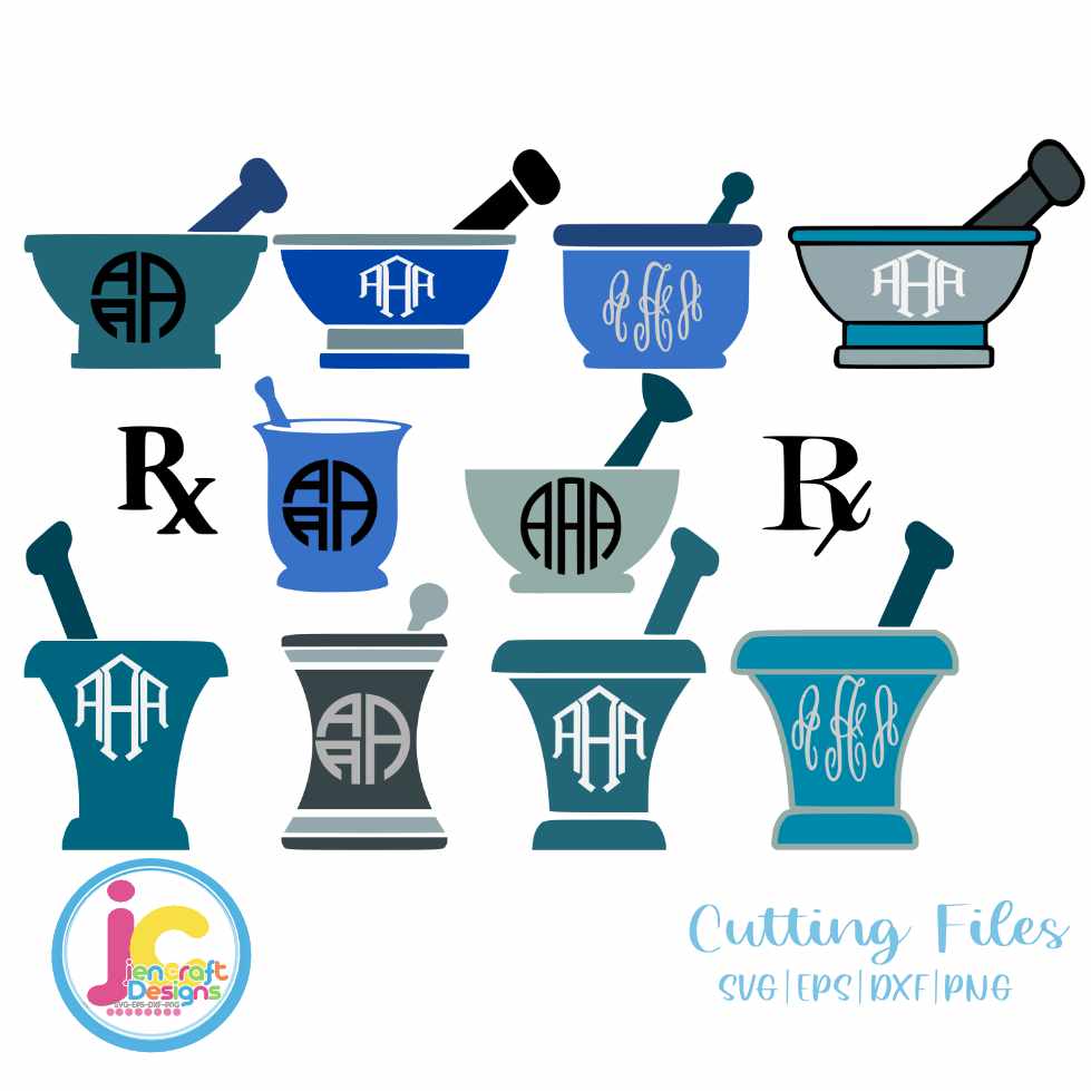 RX Pharmacy Svg | Pharmacist Monogram Frame SVG EPS DXF PNG Bundle JenCraft Designs