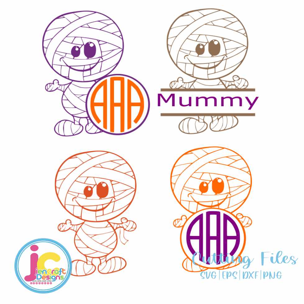 Halloween Svg | Mummy Monogram Frame SVG DXF PNG EPS JenCraft Designs