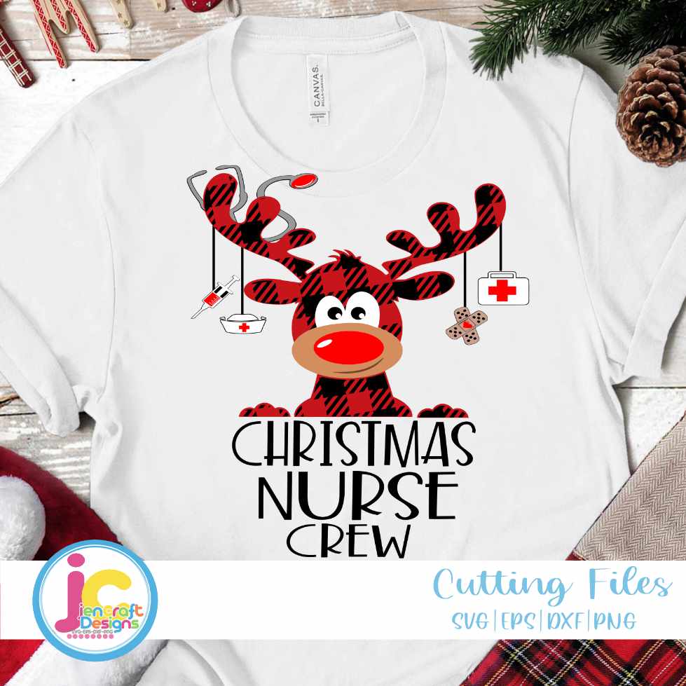 Christmas Nurse Crew Svg | Reindeer Christmas Nurse SVG EPS DXF PNG JenCraft Designs