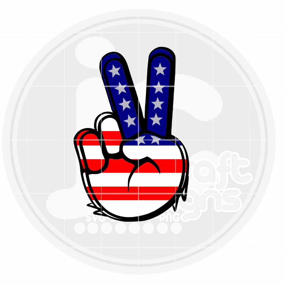 4th Of July Svg | Patriotic Peace Hand Sign SVG DXF PNG EPS JenCraft Designs