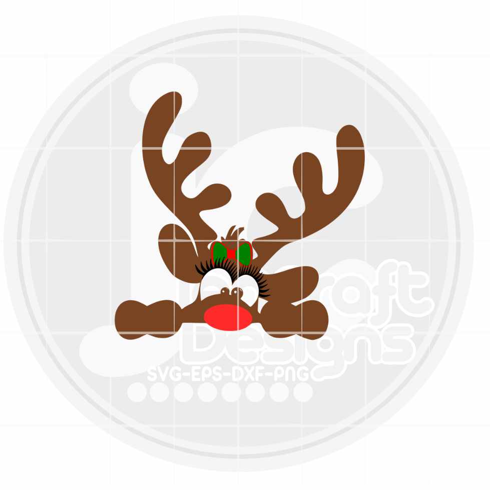 Christmas Svg | Girl Peeking Reindeer SVG DXF PNG EPS JenCraft Designs