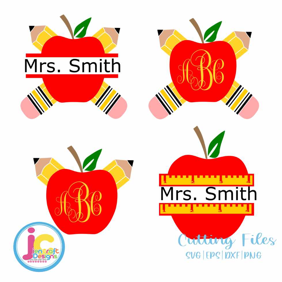 School Svg | School Monogram Frame SVG EPS DXF PNG Bundle JenCraft Designs