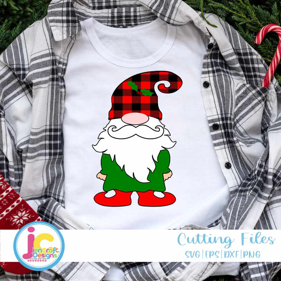 Christmas Svg | Plaid Christmas Gnome SVG EPS DXF PNG JenCraft Designs