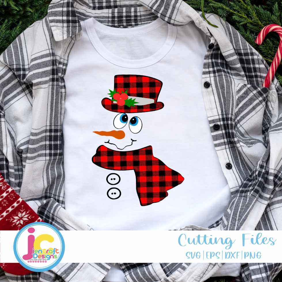 Christmas SVG | Buffalo Plaid Snowman Face SVG EPS DXF PNG