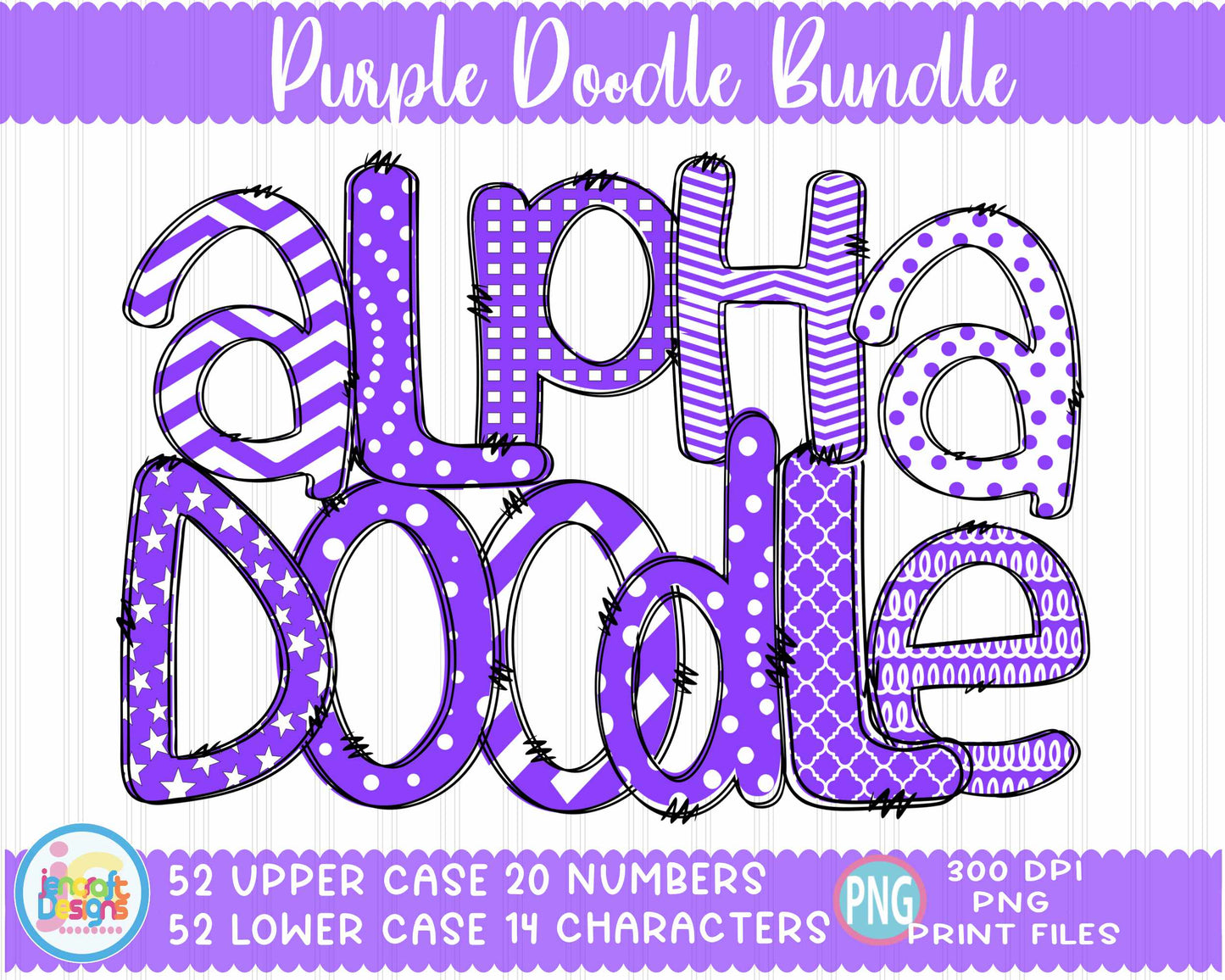 Purple Doodle Letters Png | Alphabet Letters Png Sublimation File