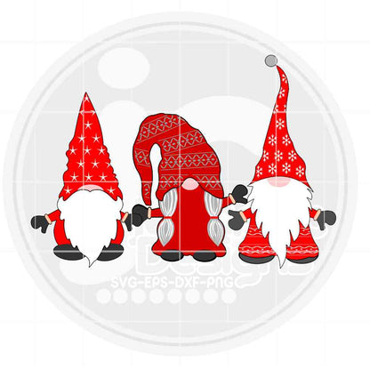 Christmas Svg | Gnome Trio Svg EPS DXF PNG JenCraft Designs