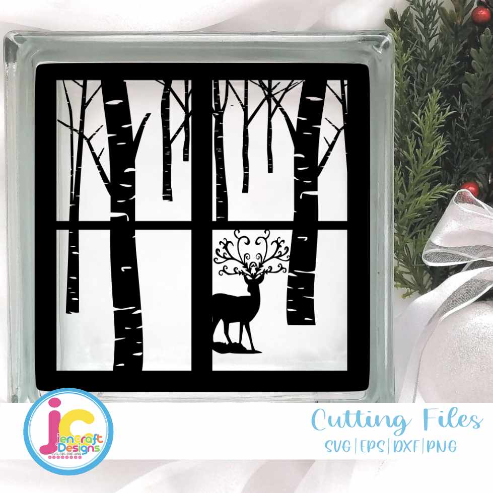 Glass Block Svg | Christmas Reindeer Winter Scene SVG EPS DXF PNG