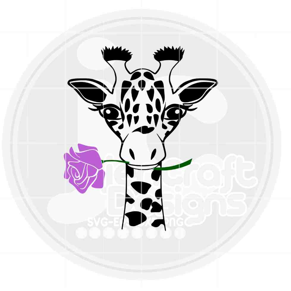 Giraffe Svg | Giraffe with Rose SVG EPS DXF PNG JenCraft Designs