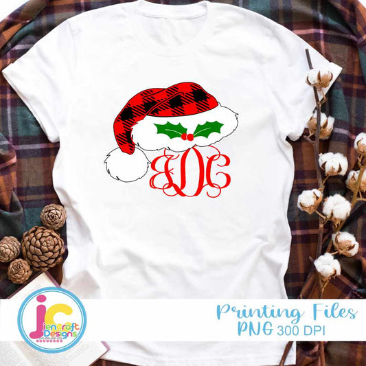 Christmas Svg | Plaid Santa Hat Monogram Frame SVG EPS DXF PNG JenCraft Designs 2