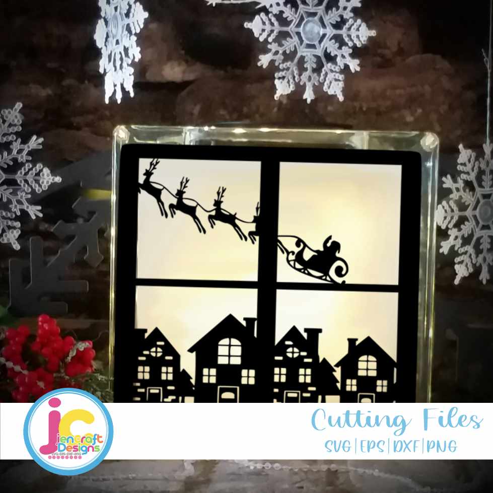Glass Block Svg | Santa Village Scene SVG DXF PNG EPS JenCraft Designs