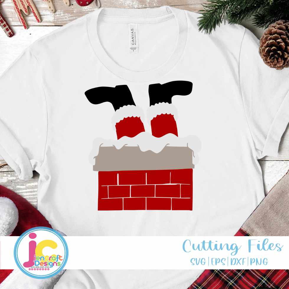 Christmas Svg | Santa in Chimney SVG EPS DXF PNG JenCraft Designs