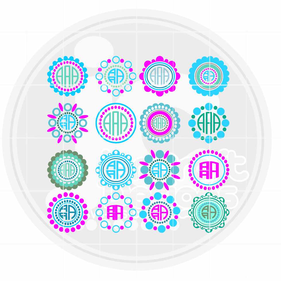 Scalloped Monogram frame svg | Monogram Frames SVG EPS DXF PNG Bundle