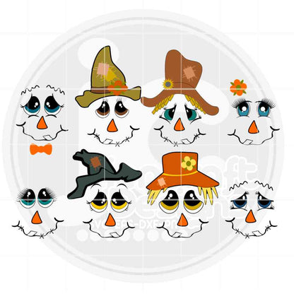 Scarecrow Faces Svg | Thanksgiving SVG DXF PNG EPS JenCraft Designs