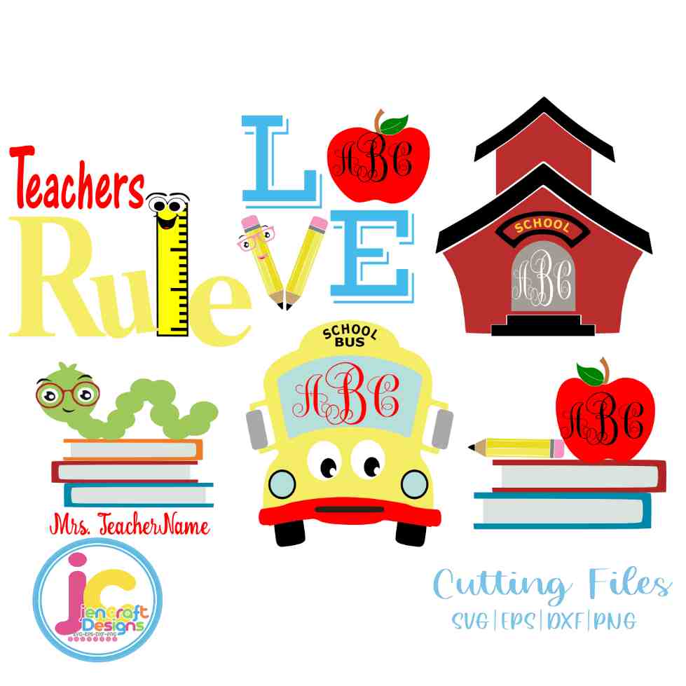 Back to School Svg | Teacher Appreciation SVG EPS DXF PNG Bundle JenCraft Designs