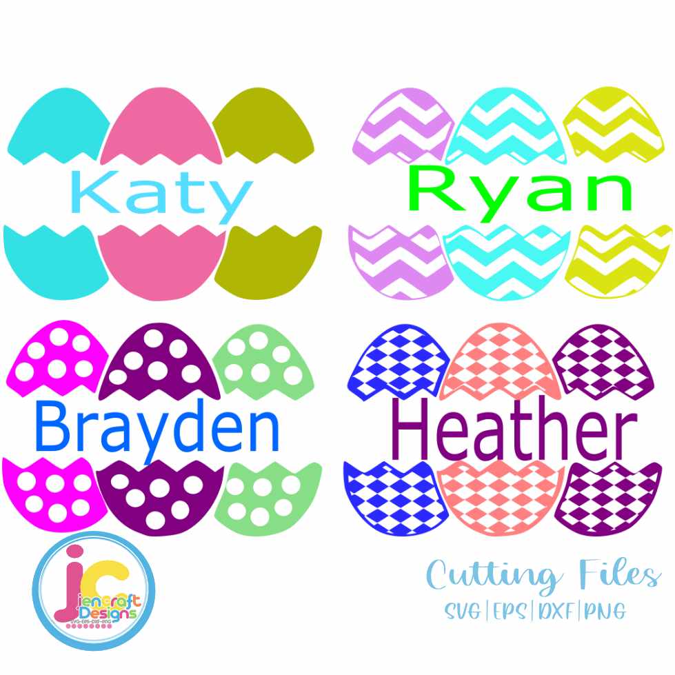 Easter Svg | Split Easter Egg Monogram Frame SVG EPS DXF PNG Bundle JenCraft Designs