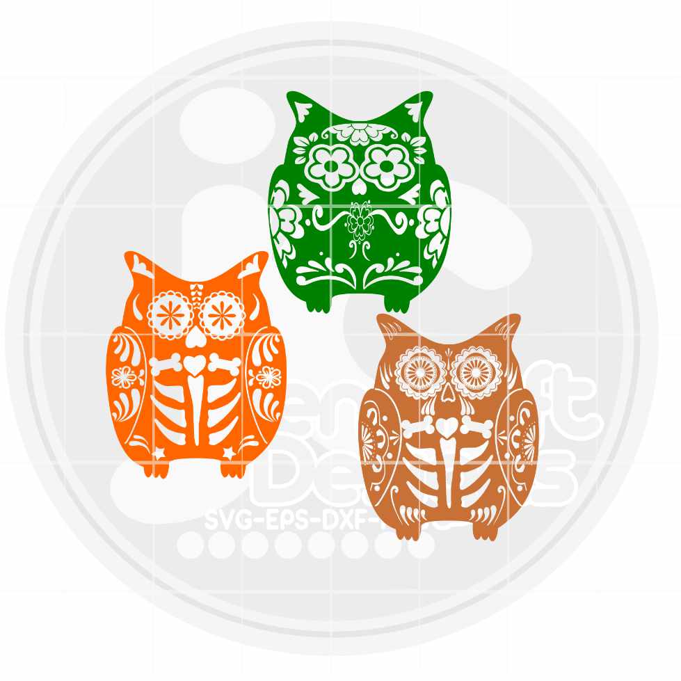 Halloween Sugar Skull Owl Svg