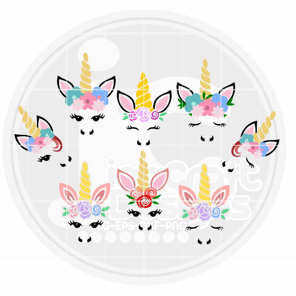 Unicorn svg | Unicorn Face SVG EPS DXF PNG bundle JenCraft Designs