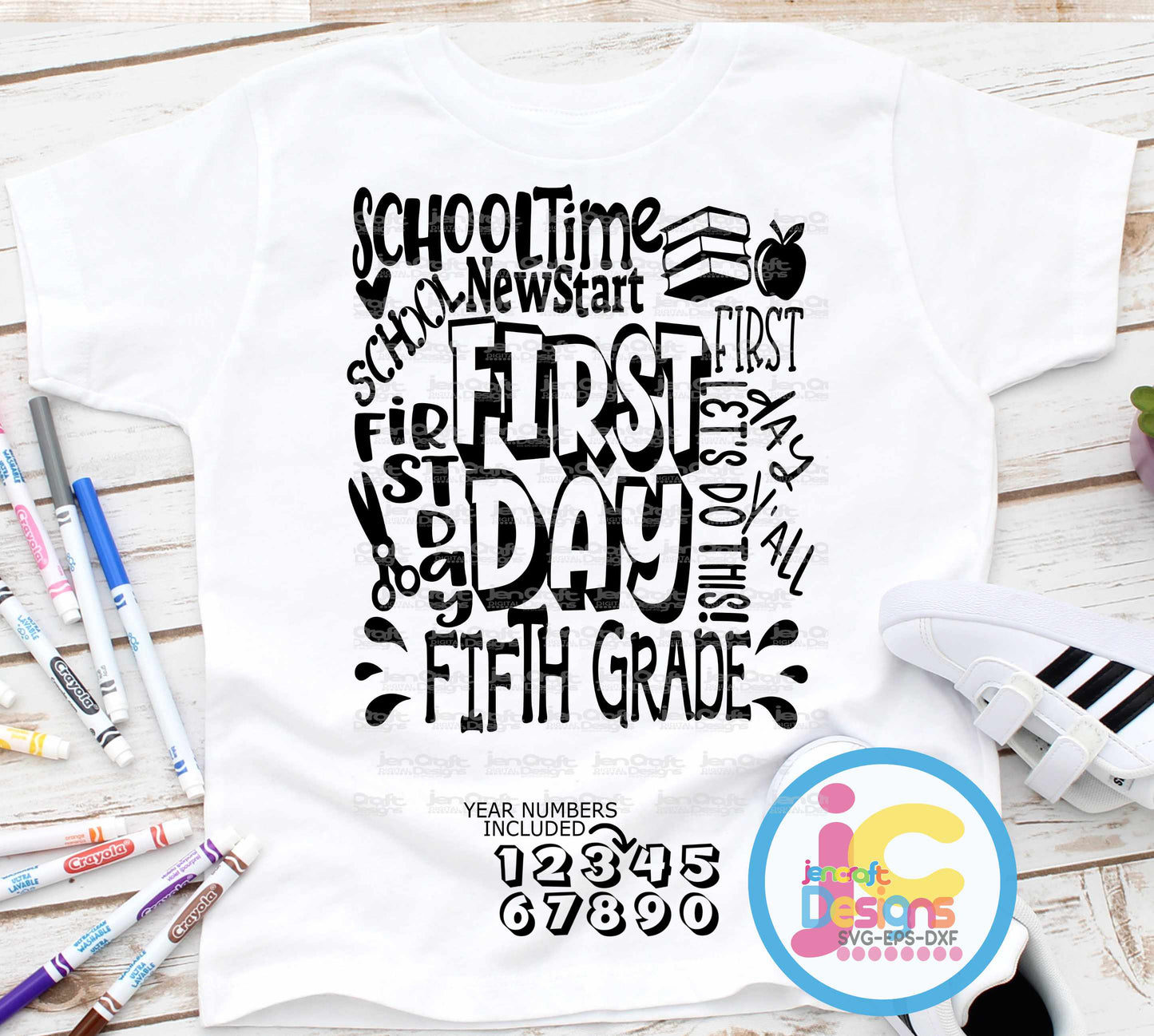 First Day of School svg 5th Grade Typography SVG EPS DXF PNG