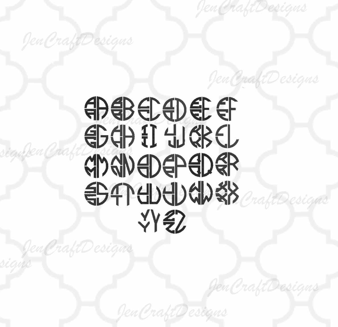 Split Circle Monogram AlphaBet SVG, EPS, DXF and PNG - JenCraft Designs