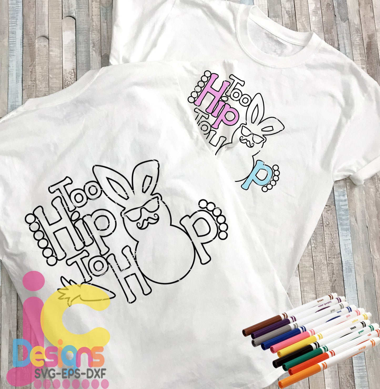 Too hip to hop, Coloring Easter Design SVG EPS DXF PNG