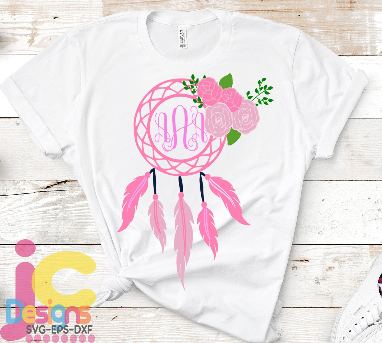 Floral Dreamcatcher svg Monogram Frame Svg