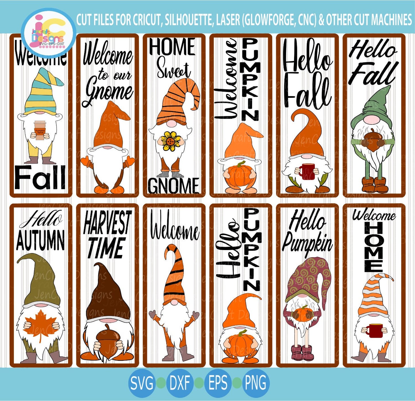 Gnome Fall Porch Sign Svg Bundle