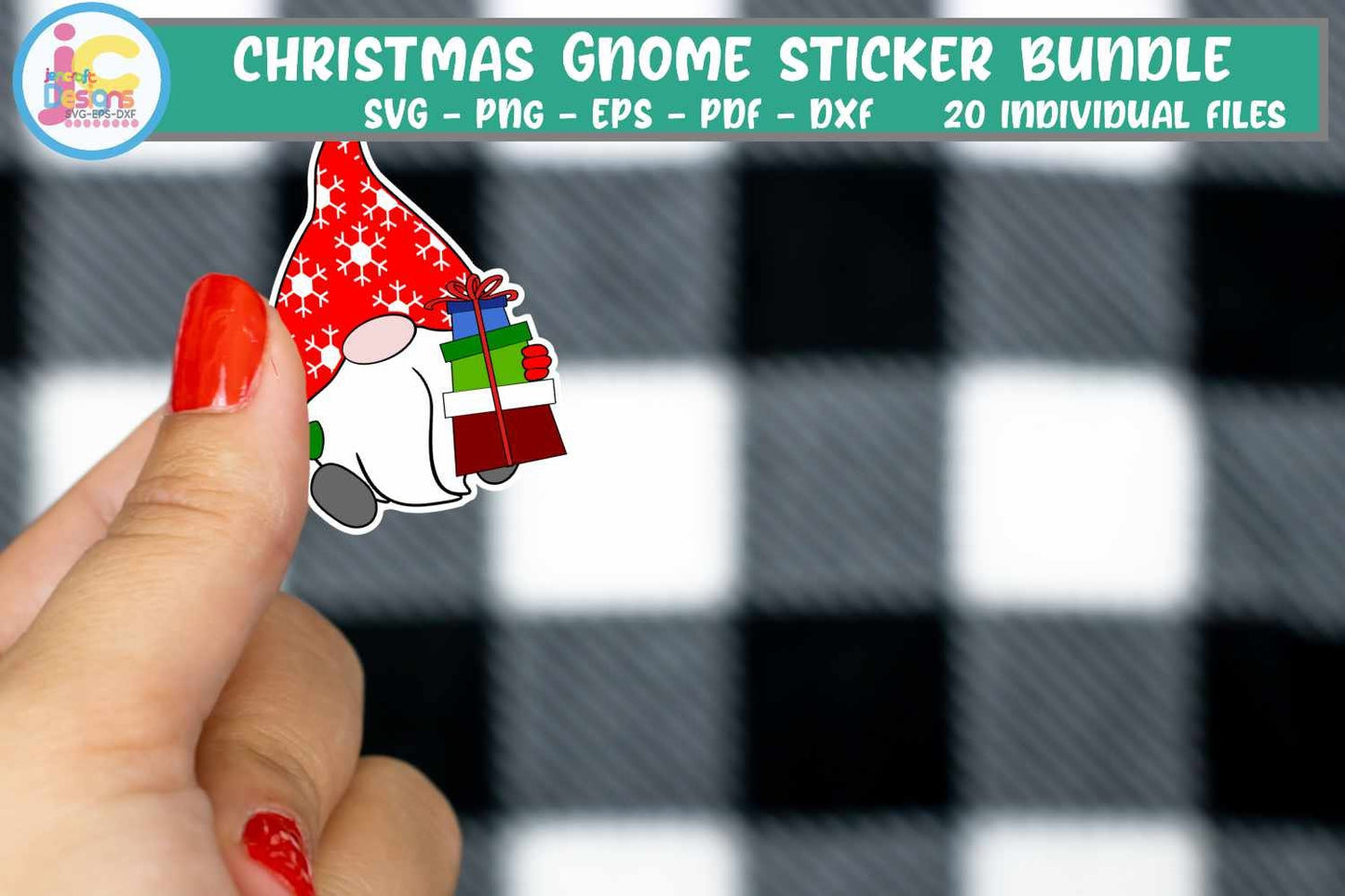 Christmas Gnomes svg Stickers svg Gnome stickers bundle svg Digital cut file Dxf Eps Png Pdf Cut and print files for Circut Silhouette Sub - JenCraft Designs