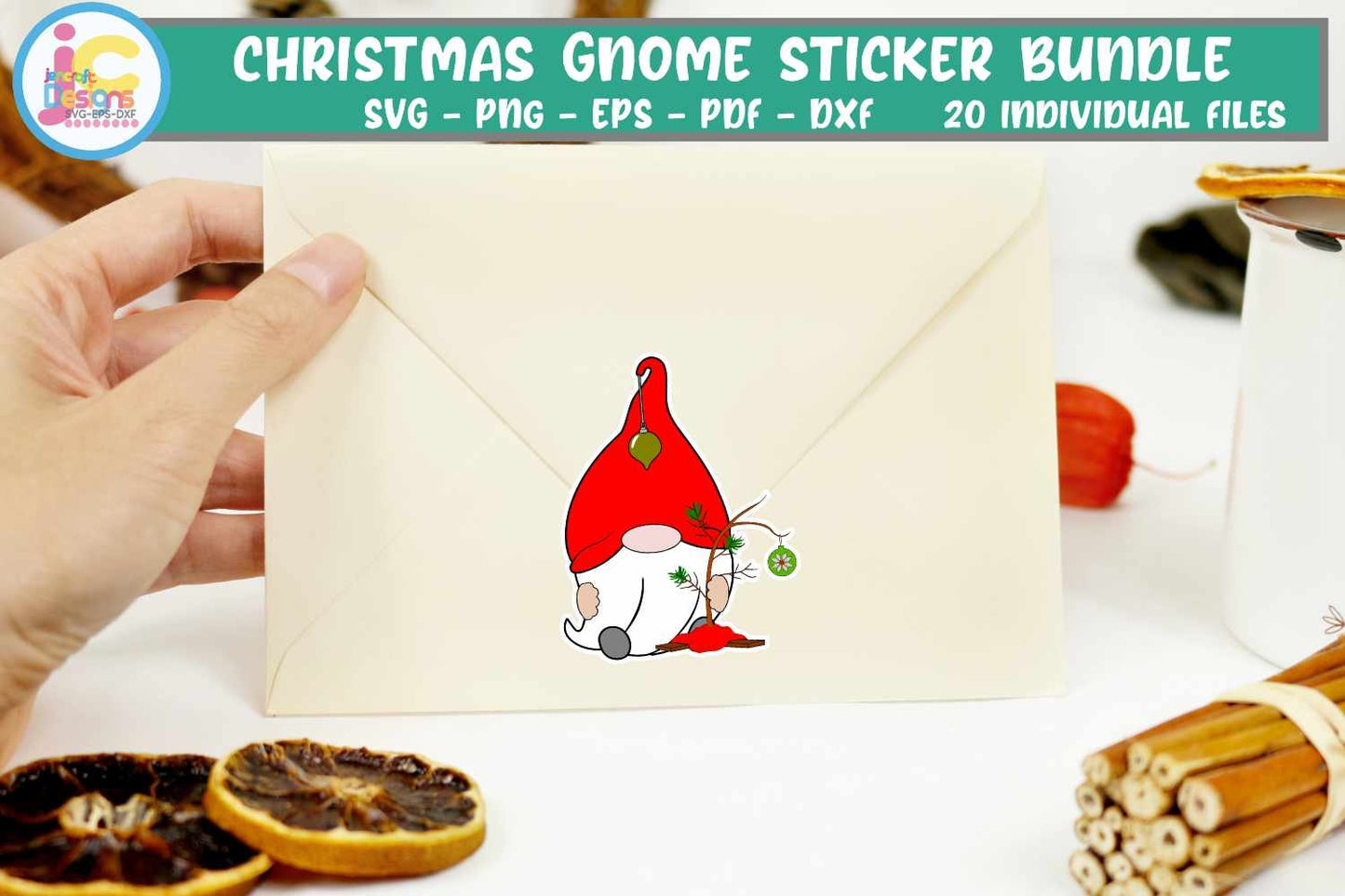 Christmas Gnomes svg Stickers svg Gnome stickers bundle svg Digital cut file Dxf Eps Png Pdf Cut and print files for Circut Silhouette Sub - JenCraft Designs