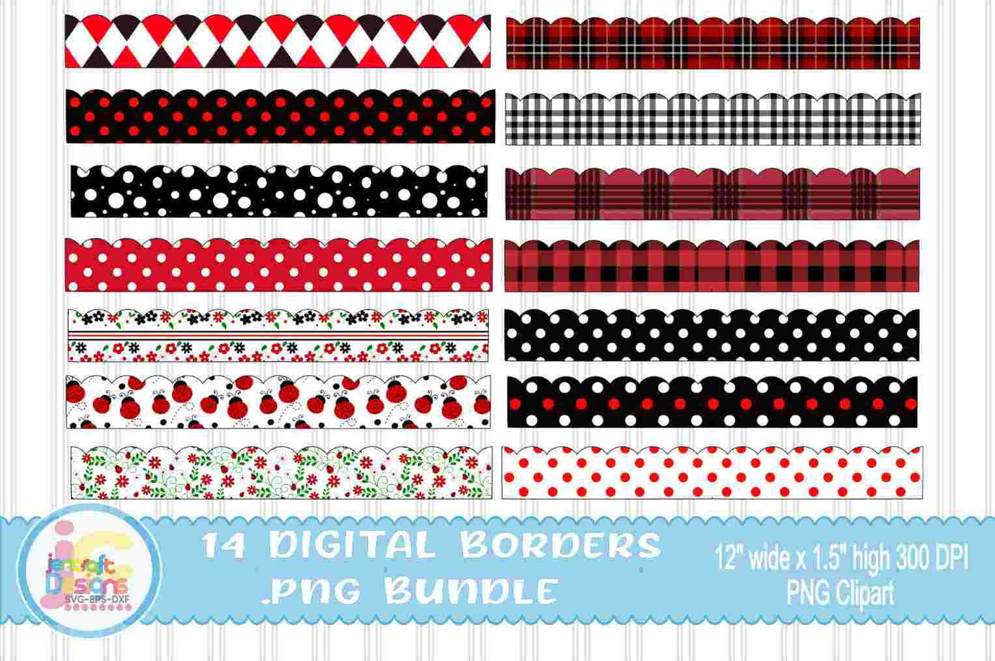 LadyBug Digital Scrapbook Mega Bundle Png Print File for Sublimation or Printing - JenCraft Designs