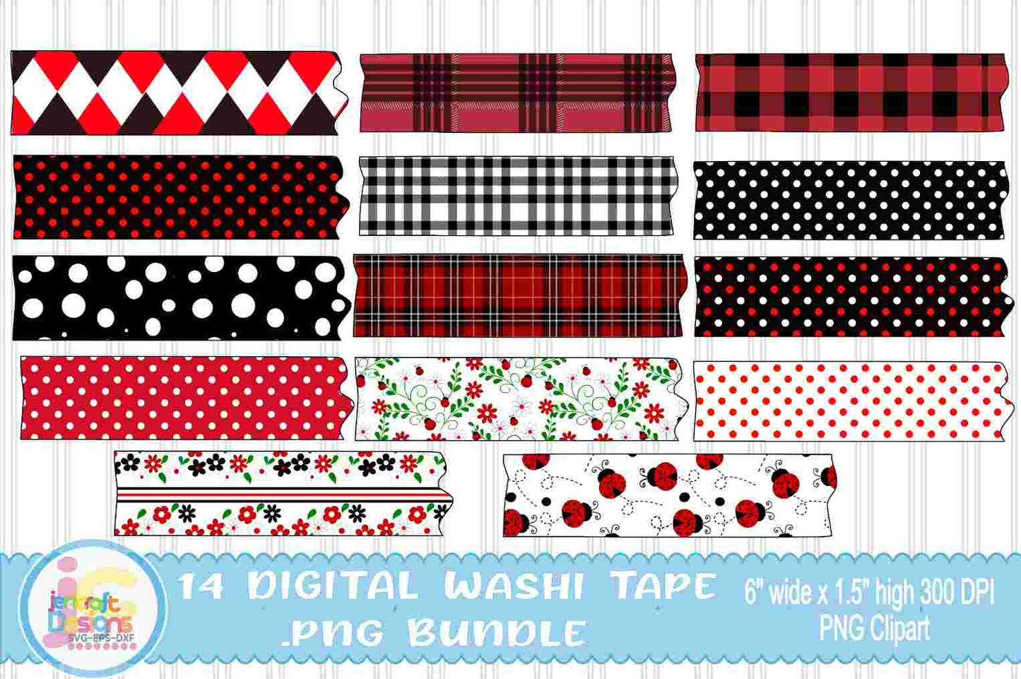 LadyBug Digital Scrapbook Mega Bundle Png Print File for Sublimation or Printing - JenCraft Designs