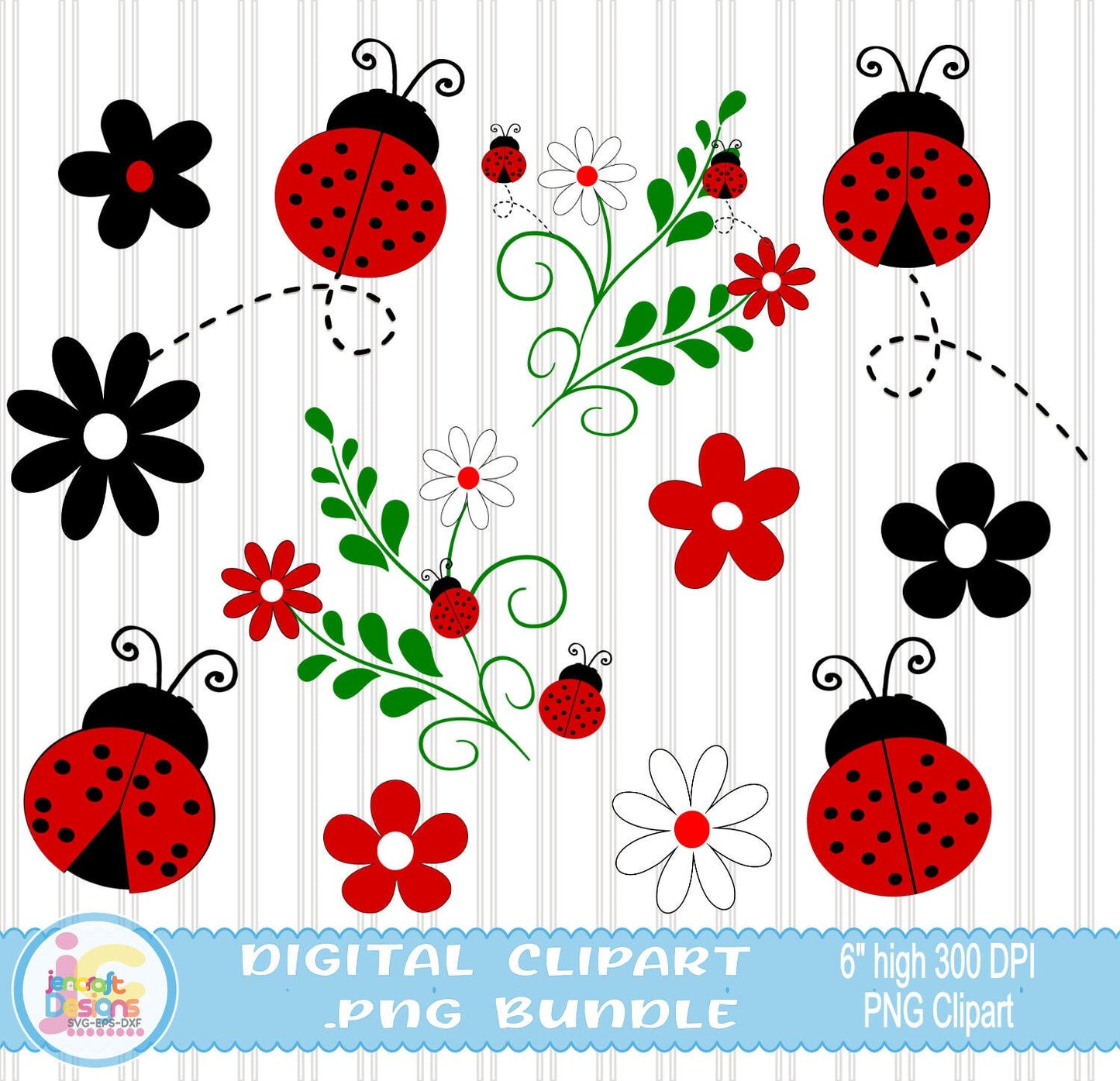 Ladybug Doodle Letters Alphabet Png Print File for Sublimation or Printing - JenCraft Designs