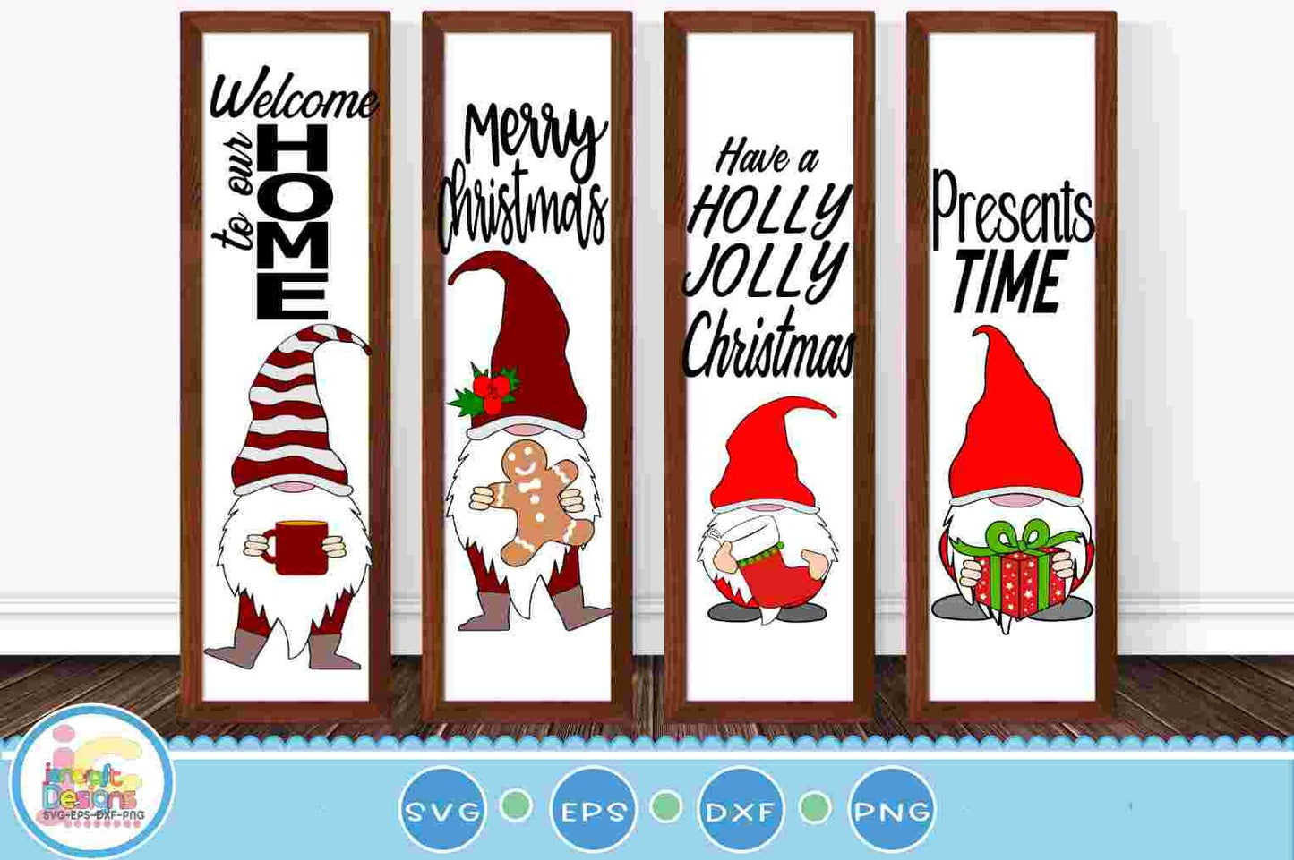 Christmas Porch Leaner Sign SVG Bundle Gnome xmas SVG Vertical Sign Gnome quote Cut File svg, eps, dxf, Png quotes cricut silhouette - JenCraft Designs
