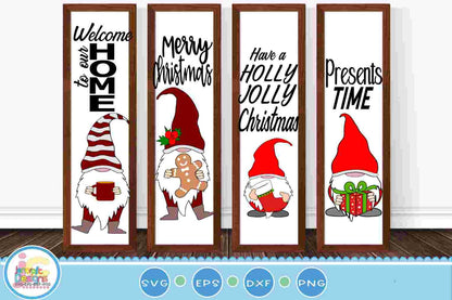 Christmas Porch Leaner Sign SVG Bundle Gnome xmas SVG Vertical Sign Gnome quote Cut File svg, eps, dxf, Png quotes cricut silhouette - JenCraft Designs