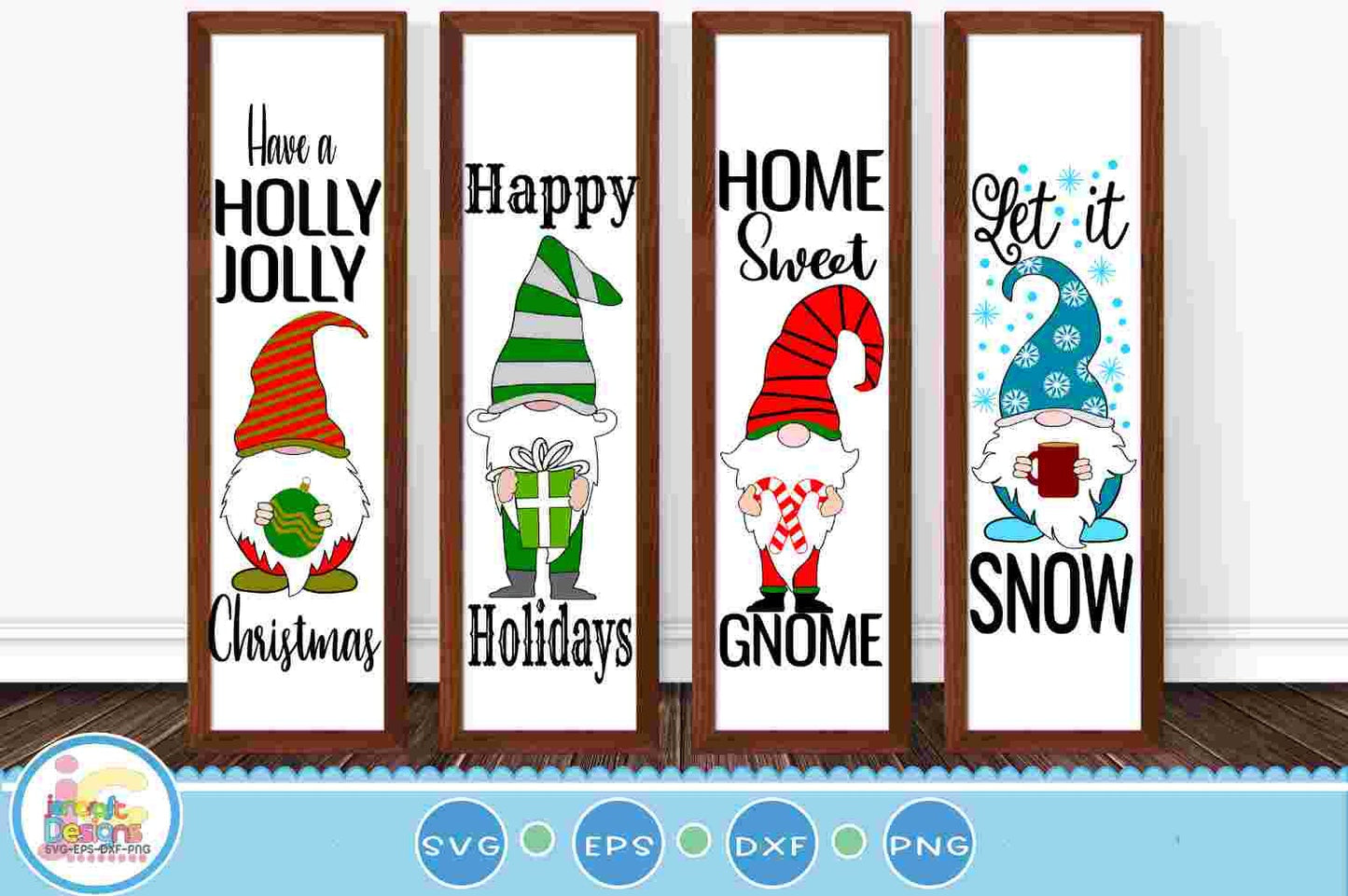 Christmas Porch Leaner Sign SVG Bundle Gnome xmas SVG Vertical Sign Gnome quote Cut File svg, eps, dxf, Png quotes cricut silhouette - JenCraft Designs
