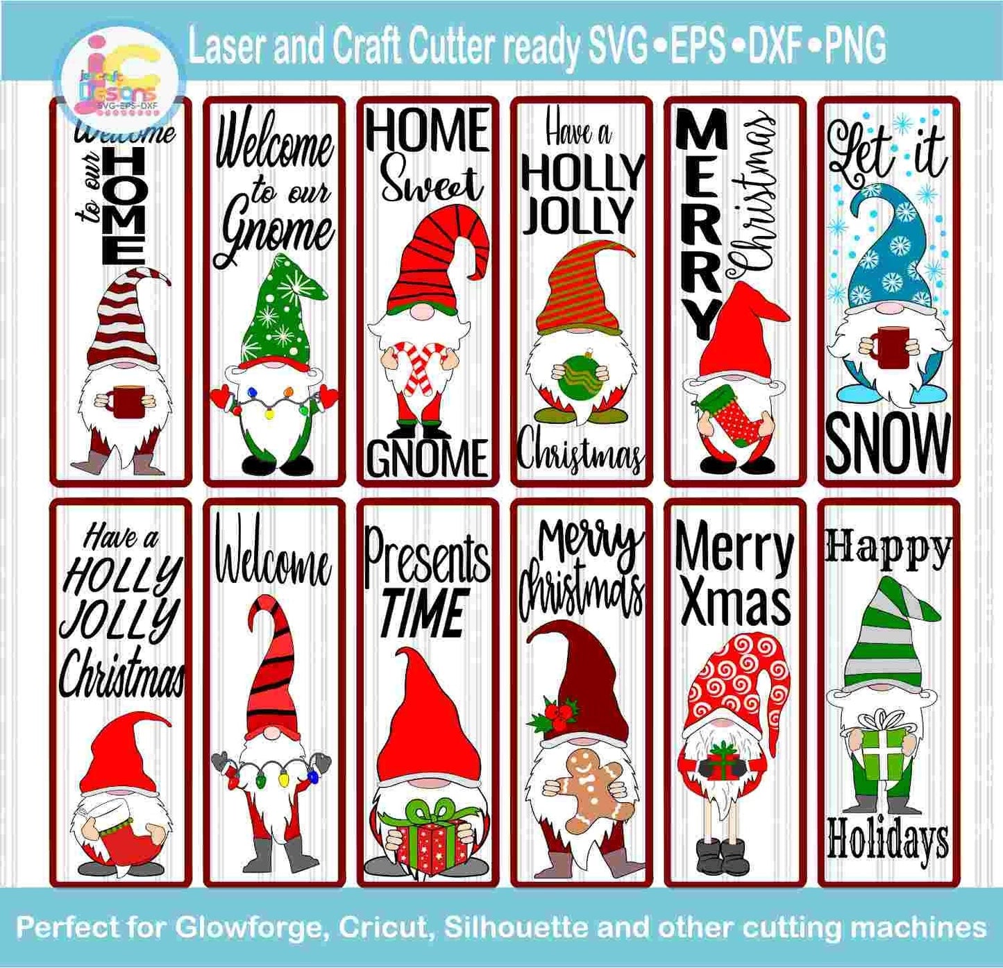 Christmas Porch Leaner SVG, Funny Gnome Vertical Sign SVG EPS DXF PNG