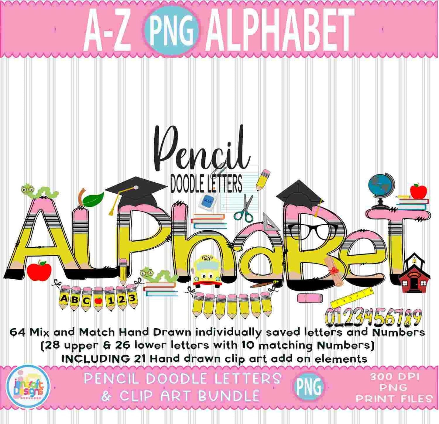 School Alphabet Png, School Doodle Letters Png - JenCraft Designs