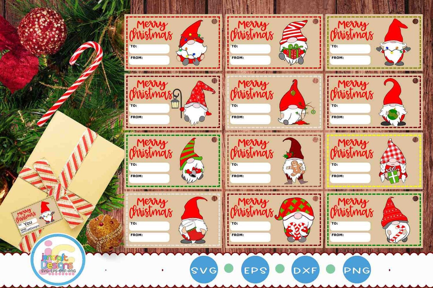 Christmas svg | Gift Tag SVG EPS DXF PNG Bundle JenCraft Designs