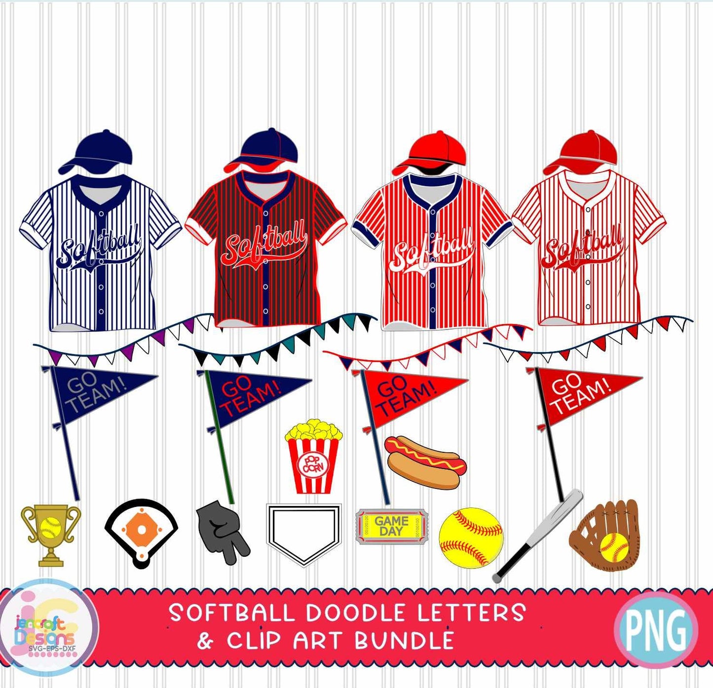 Softball Doodle Letters Alphabet Png Print File for Sublimation or Printing - JenCraft Designs