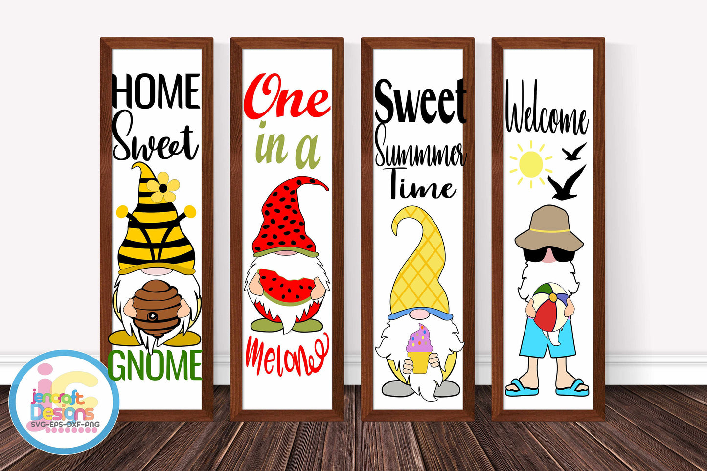 Spring Summer Porch Leaner Sign SVG Bundle Gnome SVG Vertical Leaner Sign Beach Garden Cut File svg, eps, dxf, Png quotes cricut silhouette - JenCraft Designs