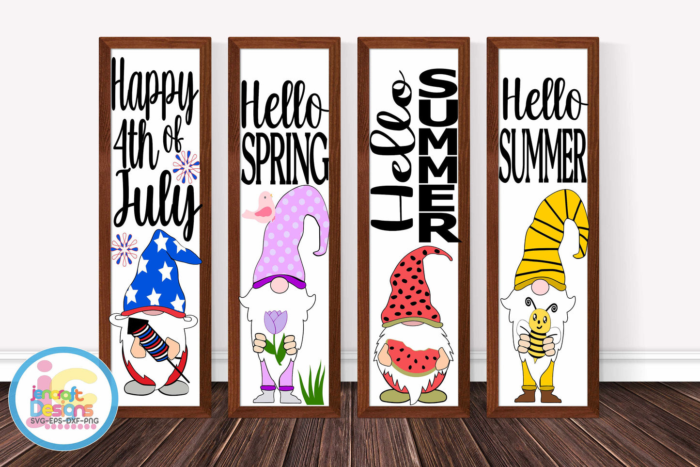 Spring Summer Porch Leaner Sign SVG Bundle Gnome SVG Vertical Leaner Sign Beach Garden Cut File svg, eps, dxf, Png quotes cricut silhouette - JenCraft Designs