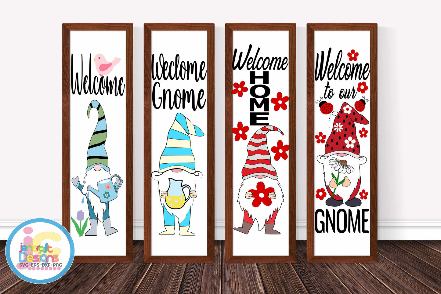 Spring Summer Porch Leaner Sign SVG Bundle Gnome SVG Vertical Leaner Sign Beach Garden Cut File svg, eps, dxf, Png quotes cricut silhouette - JenCraft Designs