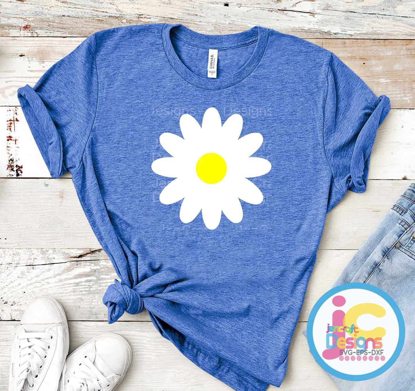 Daisy SVG, Wildflower Bundle, 30 Daisies cut files for retro shirt designs in Svg, Eps, Dxf, Png Cricut Silhouette floral clipart - JenCraft Designs