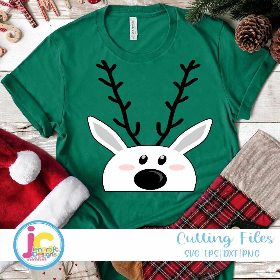 Christmas SVG | Peeping Reindeer Face SVG EPS DXF PNG JenCraft Designs
