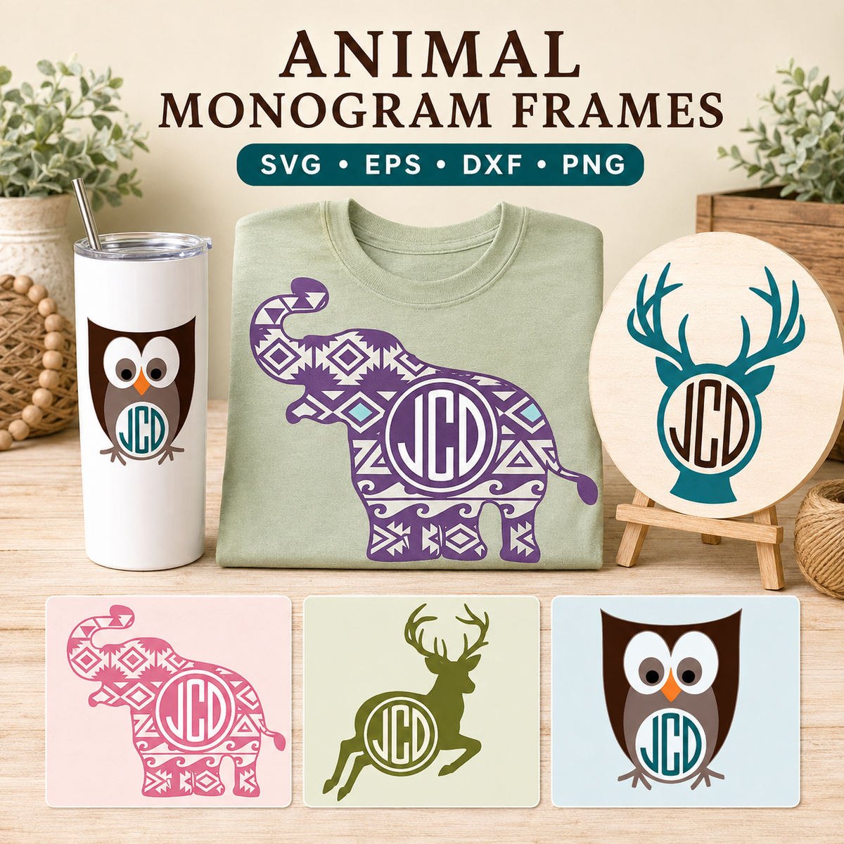 Monogram Frames in Svg, Eps, Dxf, and Png cut files