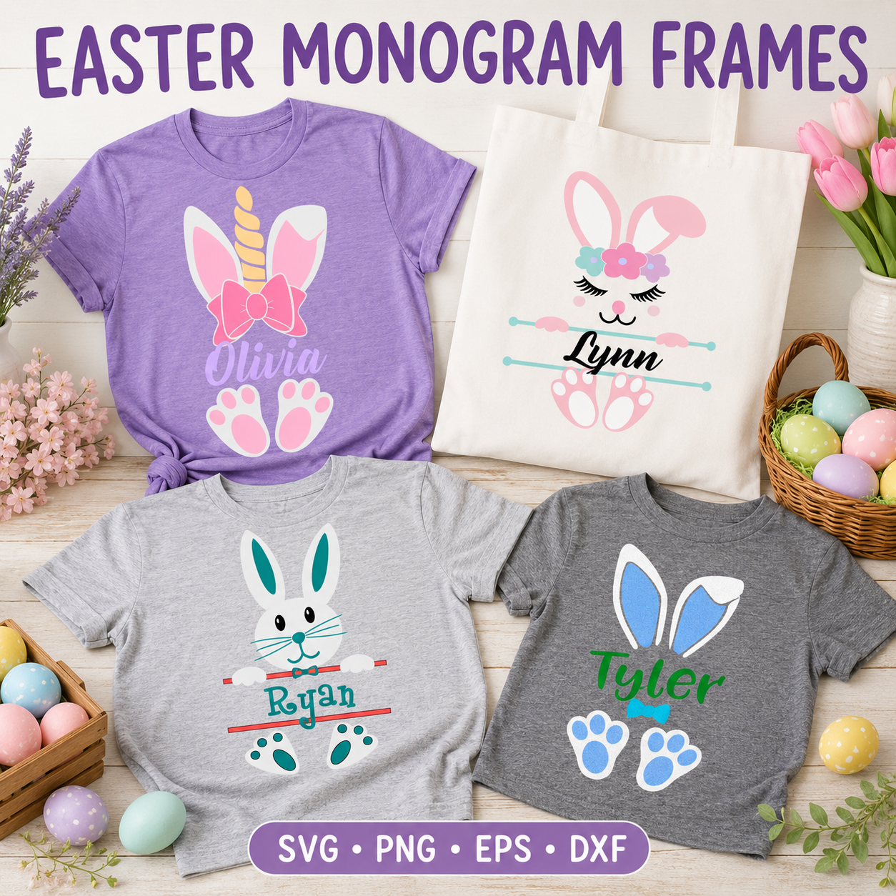 easter monogram frames svg eps dxf png cut files