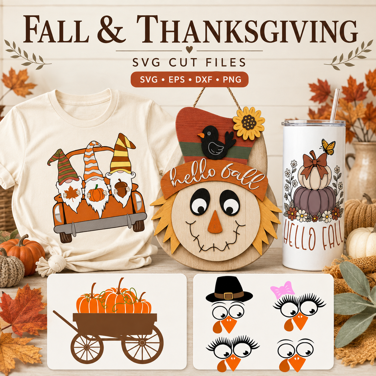 Fall and Thanksgiving SVG cut files designs