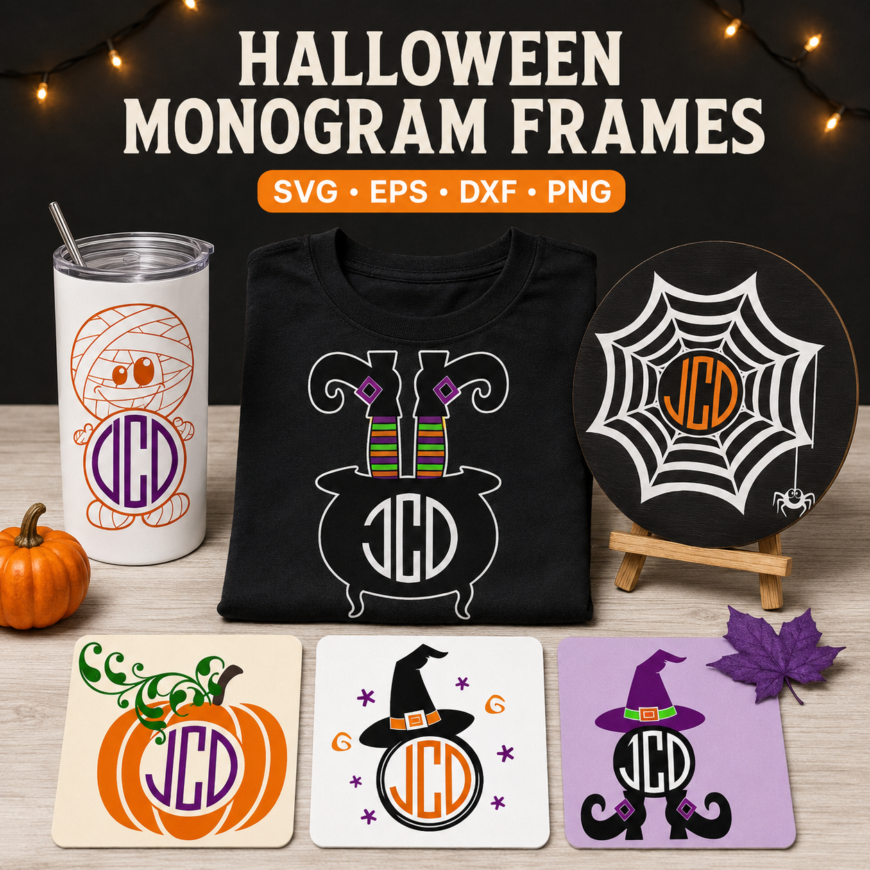 Halloween Monogram Frames svg eps dxf png cut files