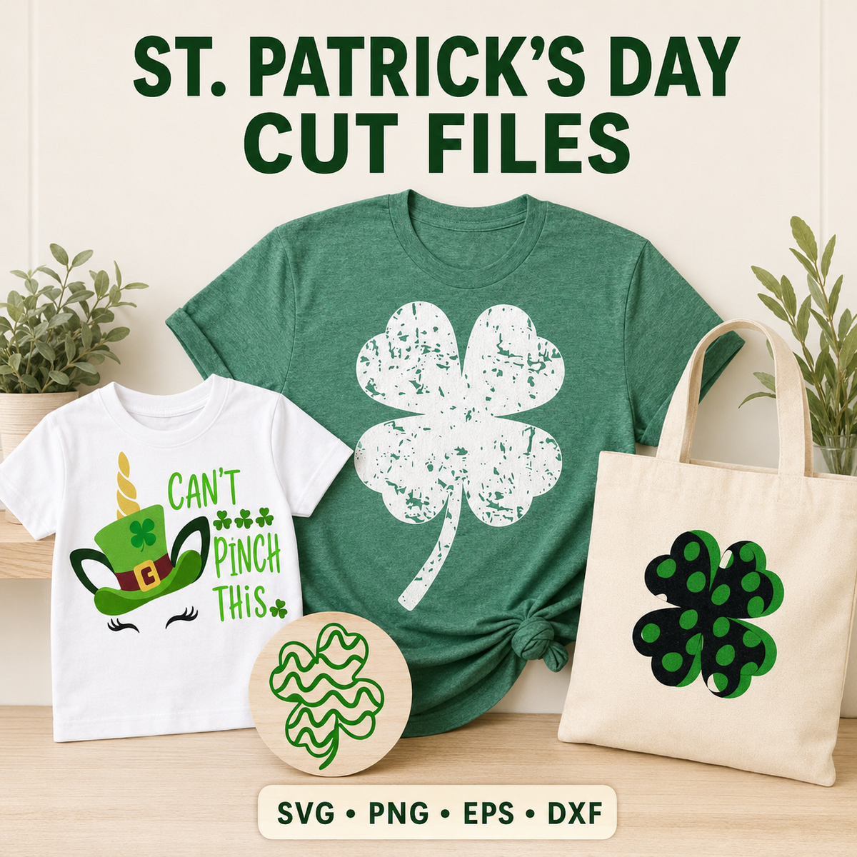 St. Patricks Day Designs in SVG, EPS, DXF and PNG.