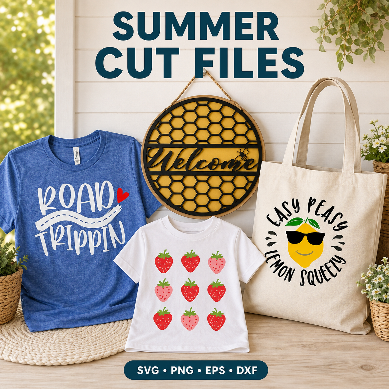 Summer Designs in SVG, EPS, DXF and PNG cut files